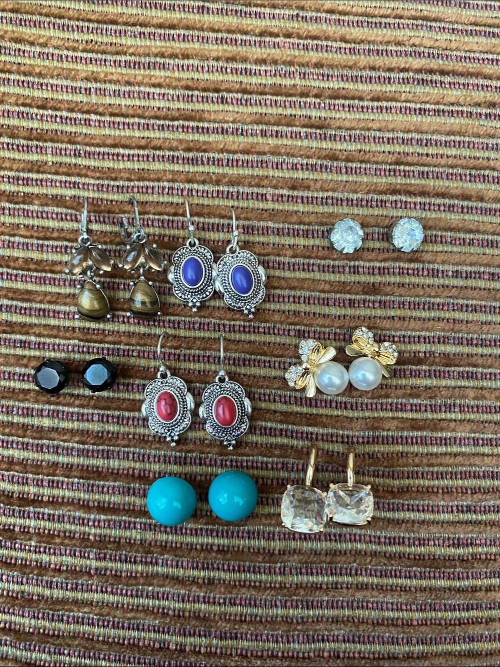 Mixed Women’s Earring Set — Turquoise, Blue, Red, Black, Pearl, Gold, Silver